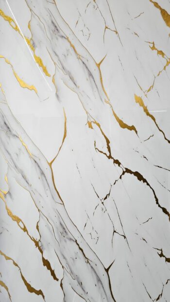 Lamina de PVC tipo Marmol Blanco Gold (1 Pieza) - 244x122 cm
